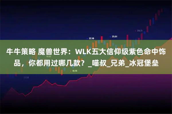 牛牛策略 魔兽世界：WLK五大信仰级紫色命中饰品，你都用过哪几款？_喵叔_兄弟_冰冠堡垒