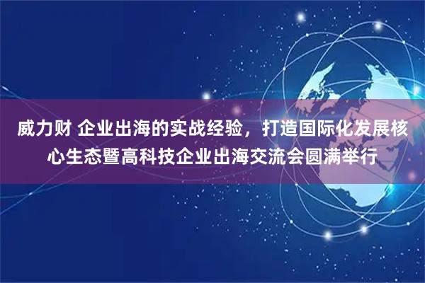 威力财 企业出海的实战经验,打造国际化发展核心生态暨高科技企业出海交流会圆满举行